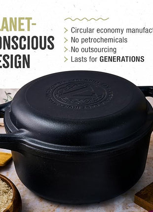 Victoria 6-Quart Cast Iron Combo Cooker, Combination Dutch Oven and Skillet, Made in Colombia, 2-Piece Set