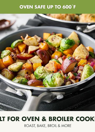 GreenPan Swift Healthy Ceramic Nonstick, 8" Frying Pan Skillet, Stainless Steel Handle, PFAS-Free, Dishwasher Safe, Oven Safe, Black