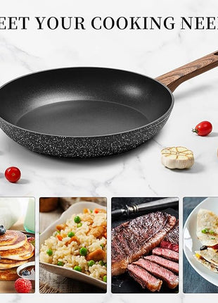 Innwewell 11 inch Nonstick Frying Pan, Non Stick Frying Pan Large Skillet Pan Omelette chef's Pan, Induction Compatible, No Toxic & PFOA Free, Black