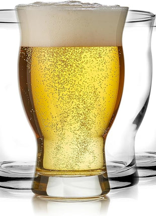 Libbey Craft Brews Nucleated Pint Beer Glasses, Dishwasher Safe Pint Glasses Set of 4 for Light Beers, Stouts, Laser Etching Nucleated Beer Glasses