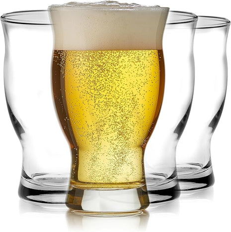 Libbey Craft Brews Nucleated Pint Beer Glasses, Dishwasher Safe Pint Glasses Set of 4 for Light Beers, Stouts, Laser Etching Nucleated Beer Glasses