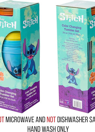 Silver Buffalo Disney Lilo and Stitch Tropical Poses Color Change Plastic Tumbler, 24 Ounces (Pack of 48)