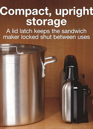 Proctor Silex Deluxe Hot Sandwich Maker With Easy-Clean Durable PFAS-Free Nonstick Ceramic Plates, Fits up to 2 Grilled Cheese, Ruebens, Tortas or Subs, Stainless Steel (25415MN)