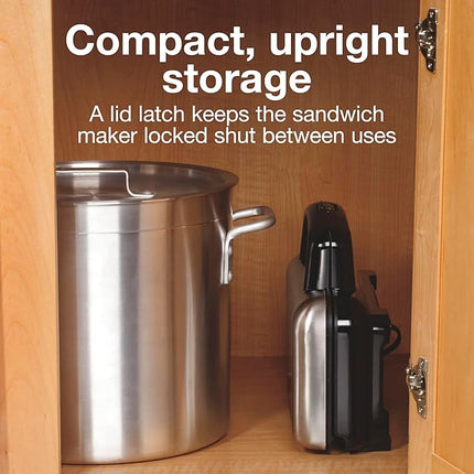 Proctor Silex Deluxe Hot Sandwich Maker With Easy-Clean Durable PFAS-Free Nonstick Ceramic Plates, Fits up to 2 Grilled Cheese, Ruebens, Tortas or Subs, Stainless Steel (25415MN)