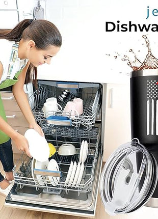 JENVIO Firefighter Gifts for Men | Stainless Steel Travel Tumbler/Mug with Two Lids and Gift Box | Thin Red Line Flag Design for Fireman Gift | Christmas Department | First Responder