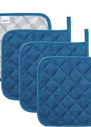 Joyhalo 4 Pack Pot Holders for Kitchen,Cotton Oven Holder with Great Heat Resistance,Non Slip Hot Pads for Kitchen Clearance,Federal Blue