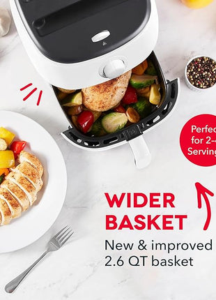 DASH Tasti-Crisp™ Electric Air Fryer Oven, 2.6 Qt., White – Compact Air Fryer for Healthier Food in Minutes, Ideal for Small Spaces - Auto Shut Off, Analog, 1000-Watt