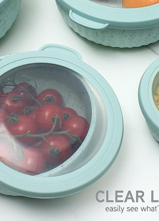 COOK WITH COLOR Prep Bowls with Lids- Wide and Deep Nesting Plastic Small Mixing Bowl Set with Lids, 8 Piece Set - Wide Bowls, Speckled Mint