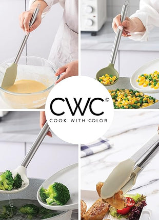 COOK WITH COLOR Silicone Cooking Utensils, Kitchen Utensil Set, Easy to Clean Silicone Kitchen Utensils, Cooking Utensils for Nonstick Cookware, Kitchen Gadgets Set, 10 Pieces, Green