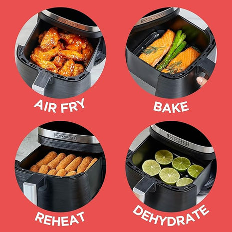 BLACK+DECKER Purifry 2QT Air Fryer, Crispy Deep Fried Taste without the Fat, Plus Bake, Dehydrate, and Keep Food Warm, Digital Touchscreen and Auto Shut-Off