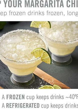 Host FREEZE Stemless Margarita Glasses, Insulated Plastic Cocktail Glasses for Frozen Drinks, Double Wall Chiller Cups for Daiquiri, Tiki Drinks, Home Bar, Party Gifts, 12 oz, Set of 2, Aqua Blue