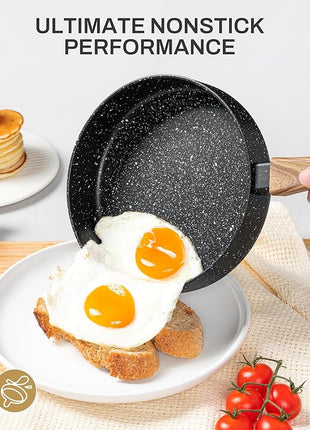 MICHELANGELO Small Frying Pan Nonstick - 6 Inch Single Egg Frying Pan, Mini Skillet with Stay-Cool Handle, Non-Toxic Omelette Pan, Black