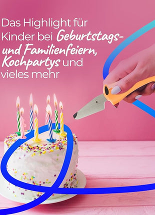 Kuhn Rikon Kinderkitchen Dog Knife Straight Blade, sharp enough to cut food but not small fingers, Orange