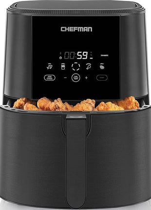 Chefman TurboFry Touch Air Fryer, The Most Compact And Healthy Way To Cook Oil-Free, One-Touch Digital Controls And Shake Reminder For The Perfect Crispy And Low-Calorie Finish, 5 Quart