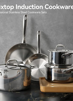 Duxtop Whole-Clad Tri-Ply Stainless Steel Induction Cookware Set, 9PC Kitchen Pots and Pans Set