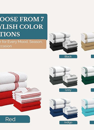 Casa Platino Dish Towels for Kitchen Drying Kitchen Towels – 8 Pc Durable Cotton Dish Towel Set – Designed for Vibrant Prep Routines and Seasonal Hosting – Red