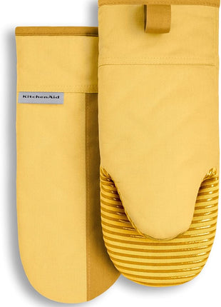 KitchenAid Beacon Two-Tone Non-Slip Oven Mitt Set, Majestic Yellow, 5.75"x13", 2 Piece