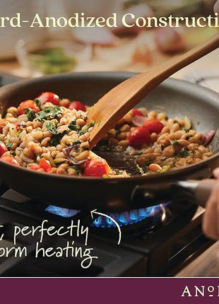 Anolon Advanced Hard Anodized Nonstick Deep Frying Pan/Skillet with Lid, 12 Inch, Aluminum, Bronze