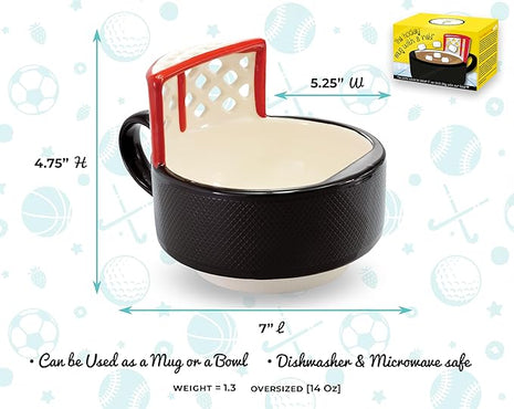 MAX'IS Creations The Hockey Mug with a Net Kids Christmas Gift Sports Gifts for Boys 8-12 Men Girls Family Gifts for Christmas Hockey Game Mom Gift, Novelty Funny Coffee Mug, 14oz