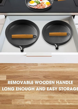 imarku Non Stick Frying Pans - 7.5&9.5&11.5 Inch Cast Iron Skillets Professional Cast Iron Pan Dishwasher Safe Nonstick Frying Pan Set, Detachable Handle, Best Gifts for Women/Men