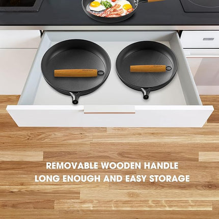 imarku Non Stick Frying Pans - 7.5&9.5&11.5 Inch Cast Iron Skillets Professional Cast Iron Pan Dishwasher Safe Nonstick Frying Pan Set, Detachable Handle, Best Gifts for Women/Men