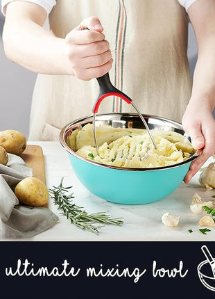 WHYSKO Stainless Steel Mixing Bowls With Lids Set, 5 Sizes Nesting Mixing Bowls for Your Kitchen Meal Prep, Cooking, Baking, and Food Storage (Blue Bowls with White Lids)