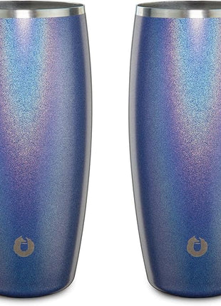 SNOWFOX Premium Vacuum Insulated Stainless Steel Beer Glass, Home Bar Accessories, Elegant Bartending, Lightweight Pint Glasses, Sleek Drinkware, Frosty Beverages Stay Cold, 18oz, Set of 2, Blue