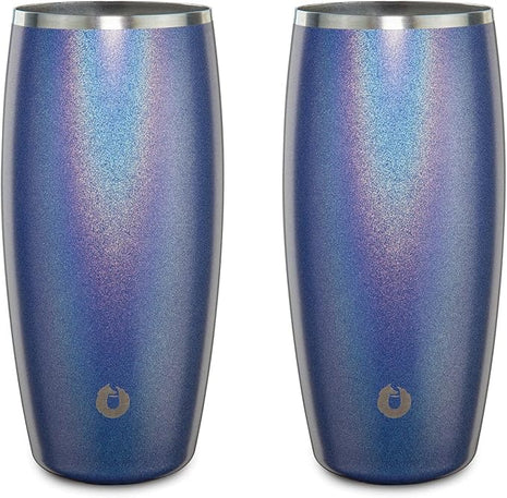 SNOWFOX Premium Vacuum Insulated Stainless Steel Beer Glass, Home Bar Accessories, Elegant Bartending, Lightweight Pint Glasses, Sleek Drinkware, Frosty Beverages Stay Cold, 18oz, Set of 2, Blue