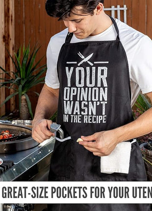 Funny Apron for Women and Men - Adjustable Chef Apron for Grilling, Cooking, BBQ