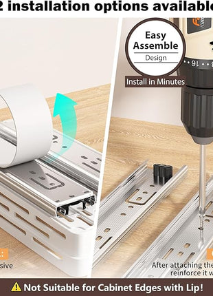 Pull Out Spice Rack Organizer for Cabinet, 3 Packs Slide Out Spice Racks Organizer, Spice Cabinet Organizers, Cabinet Size Need:12'' Highx11'' Deepx5'' Wide,Each Tier Hold 10 Spice Jar - 2 Tier, White