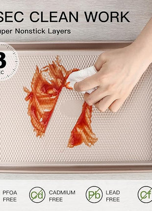 Jelly Roll Pan 15x10 - HONGBAKE Commercial Cookie Sheets for Baking with Diamond Texture Surface, 57% Thicker Carbon Steel Baking Sheet for Oven, Nonstick Cooking Tray