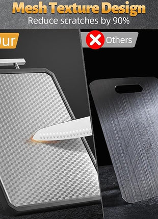 Stainless Steel Cutting Board for Kitchen, Large Chopping Board（16.42×11 In）Double Sided Non-Slip Edge Scratch-resistant Mesh Design, Food-Grade Wheat Straw PP, Non Toxic Cutting Board,Easy to Clean