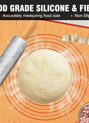 Walfos Marble Rolling Pin Set With Non Stick Silicone Pastry Mat, 16.5 Inch Dough Rolling Pins For Making Pizza, Tortillas And Cookies, Backing Rolling Pin For Pie Crust, Pizza, Pasta (Gray & White)