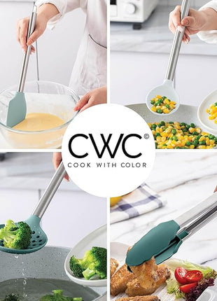 COOK WITH COLOR Silicone Cooking Utensils, Kitchen Utensil Set, Easy to Clean Silicone Kitchen Utensils, Cooking Utensils for Nonstick Cookware, Kitchen Gadgets Set, 10 Pieces, Teal