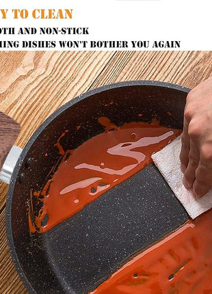 Kitchen Academy Induction Pots and Pans Set Non Stick - 12 Pcs Nonstick Kitchen Cookware Set, Black Hammered Cooking Pans Set