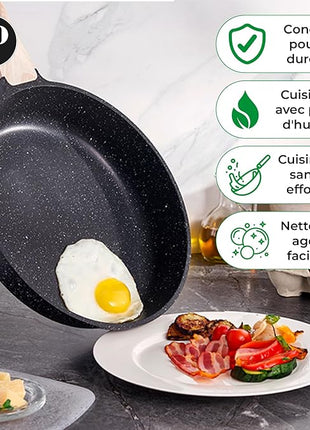 JUST PERFECTO Kitchen Pots and Pans Set with Lids Non Stick - Induction Pots Set - Pots & Pans Set without PTFE and PFOA - Cookware Pot Set Induction 21 Pcs (black)