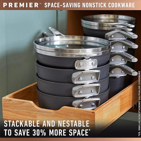 Calphalon Premier Space-Saving Nonstick Cookware Set, 8-Piece, Stackable, Hard-Anodized Aluminum