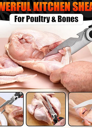 Kitchen Shears for Food Heavy Duty – Kitchen Scissors All Purpose with Cover, 2CR13 Stainless Steel Blades, Rust-Resistant Utility Scissors with Bottle Opener – Cuts Fish, Meat, Nuts & Vegetables