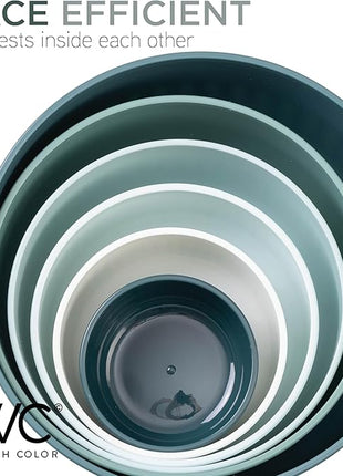 COOK WITH COLOR Prep Bowls with Lids- Wide and Deep Nesting Plastic Small Mixing Bowl Set with Lids, 12 Piece Set - Wide Bowls, Teal