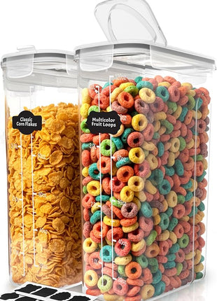 Utopia Kitchen Cereal Containers Storage Set – 2 Pack 4L(135.2 oz) Airtight Food Storage Containers with Lids, BPA-Free Cereal Dispensers for Pantry Organization and Storage (Clear)