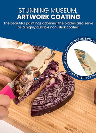 CHEF'S VISION Masterpiece Knife Set -6-Piece Stainless Steel Cutting Knives Set for Kitchen - Stunning Artistic Designs, Great Gift for Women or Men - Unique Kitchen Knife Set Gift for Art Lovers