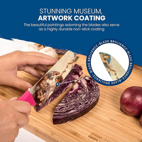 CHEF'S VISION Masterpiece Knife Set -6-Piece Stainless Steel Cutting Knives Set for Kitchen - Stunning Artistic Designs, Great Gift for Women or Men - Unique Kitchen Knife Set Gift for Art Lovers