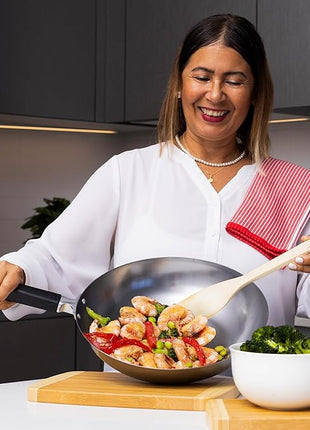 JOYCE CHEN Professional Series 12-Inch Carbon Steel Stir Fry Pan with Phenolic Handle