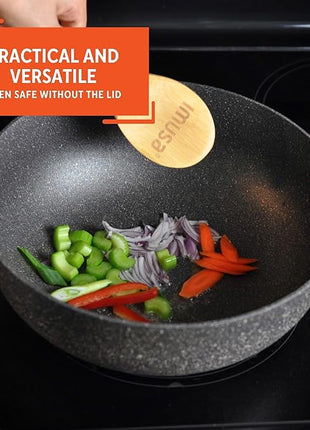 IMUSA 3.5qt Fuzion Cast Aluminum Bronze Speckled Nonstick Caldero with Glass Lid, Black - 24cm