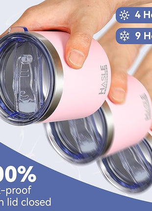 HASLE OUTFITTERS 10oz Insulated Tumblers with Lid and Straw,Stainless Steel Tumbler Travel Coffee Mug,Double Wall Reusable Tumbler Cup for Iced and Hot Drinks(Pink,6 Pack)
