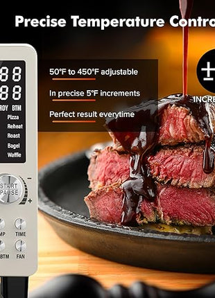 Nuwave Bravo Air Fryer Toaster Smart Oven, 10-in-1 Countertop Convection, 1800 Watts, 21-Qt Capacity, 50°-450°F Temp Controls, Top and Bottom Heater Adjustments 0%-100%, PFAS Free, Cream