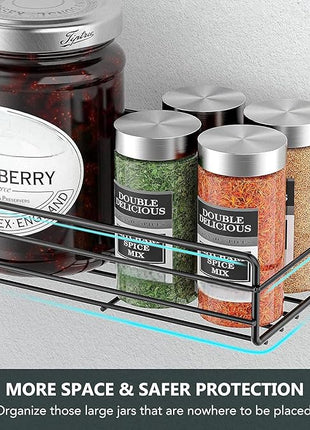 Moforoco Spice Rack Organizer Wall Mount (6Pack), Hanging Black Spice Pantry Organization Storage Shelf, Farmhouse Seasoning Organizer, Flexible Wall Shelves, Kitchen Essentials Home Decor