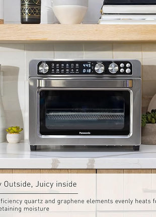 Panasonic FlashXpress Family Size Air Fryer Toaster Oven Combo, 11 Cooking Functions, 1800W PFAS-Free, Double Infrared Heating, Temperature Control Dial, Stainless Steel - NB-G211P