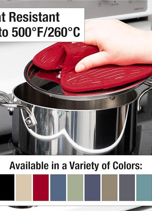 All-Clad Premium Pot Holder & Heating Pad, (2-Pack) Heat Resistant to 500 Degrees, 100% Cotton 10"x6.25" for Kitchen and Barbeque, Chili Red