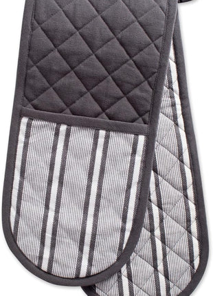 DII Double Strip Chef Kitchen Cooking & Baking Collection, Double Oven Mitt, 35x7.5, Mineral Gray